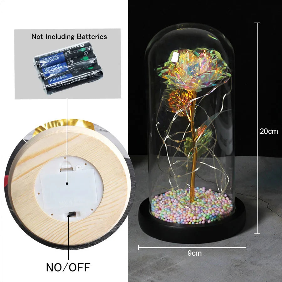 " "🌹 Rosa Eterna en Cúpula de Cristal con Luces LED – El Regalo Más Romántico para San Valentín 💖