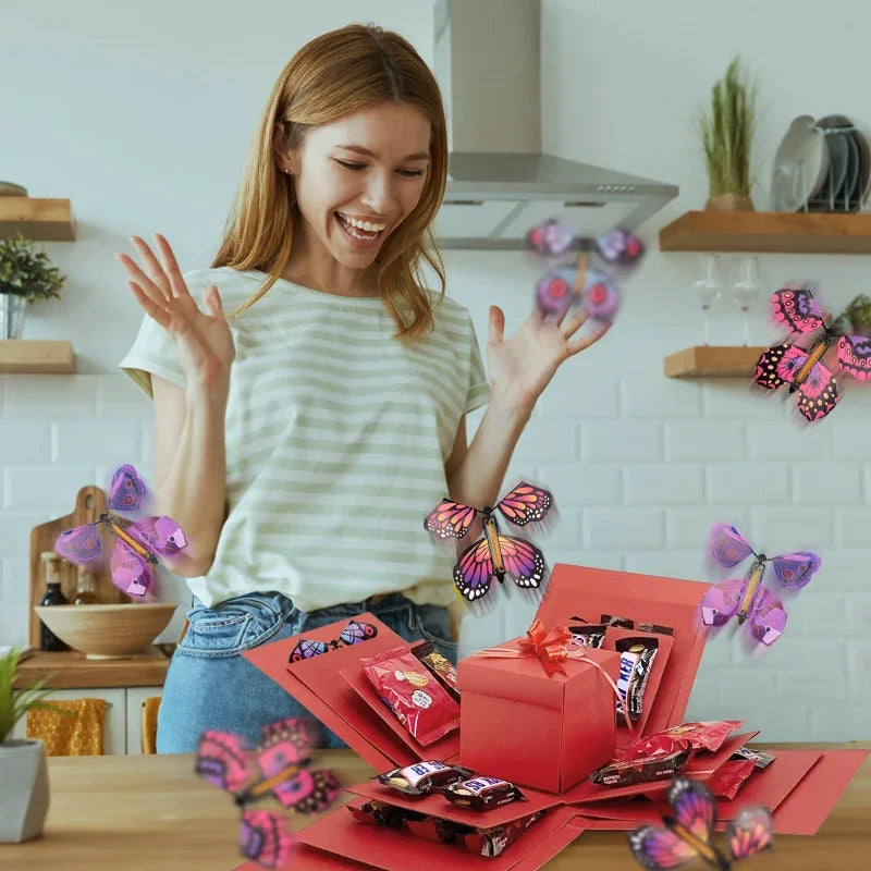 " 🎁✨ Caja Sorpresa con Mariposas Voladoras – Regalo Único y Mágico para San Valentín, Cumpleaños y Ocasiones Especiales 💖🦋 "